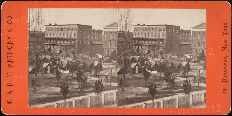 Federal Encampment outside Trout House and Masonic Hall