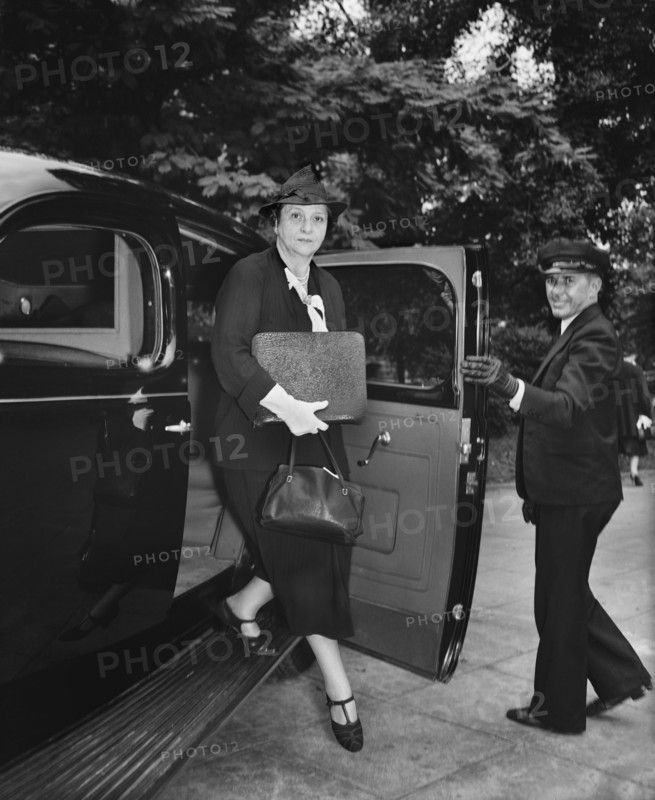 U.S. Secretary of Labor Frances Perkins arriving at White House for Special Cabinet Meeting with U.S. President Franklin Roosevelt due to the uncertainty in Europe
