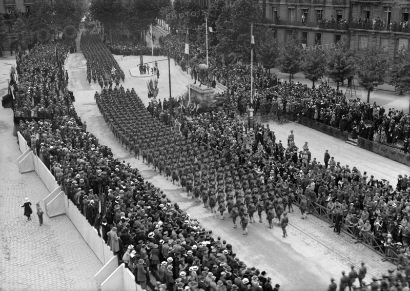 American Troops marching through the Place d'Iena on July 4th
