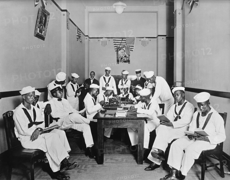 African-American Sailors in Rest Room of Red Cross Headquarters