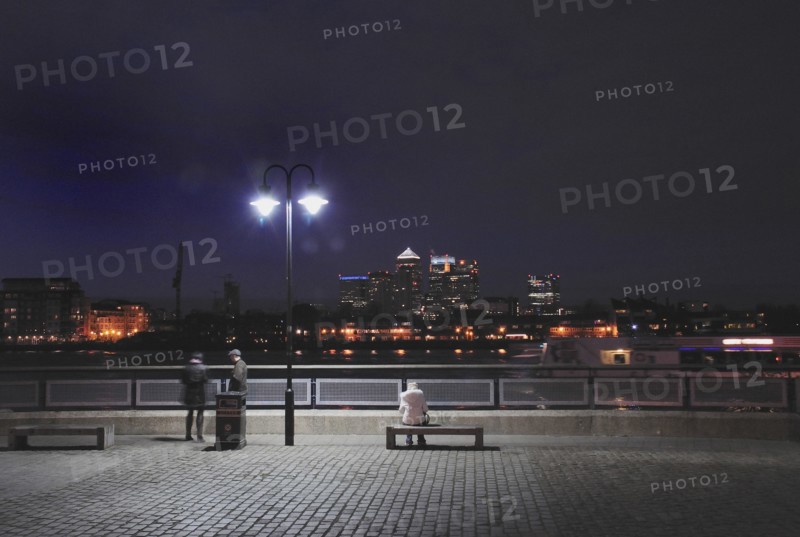 View from Greenwich Embankment overlooking Canary Wharf at Night