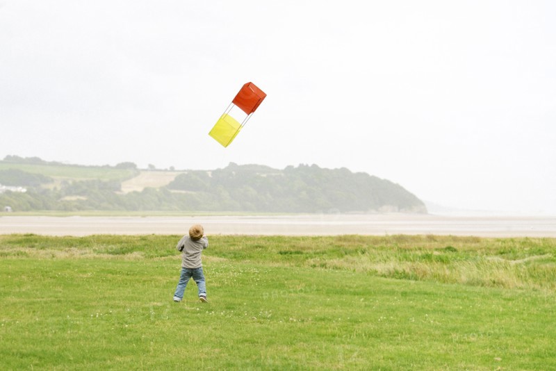 Young Boy Flying Kite
