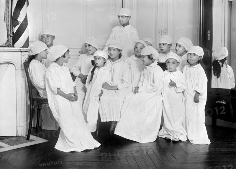 Group of Children waiting for Throat Operations at Clinic of Hospital pour le Gorge et les Dents