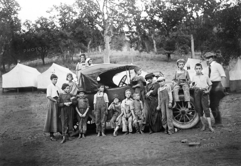 Group Portrait of Children around Car at Kiddie Camp funded and maintained by American Red Cross