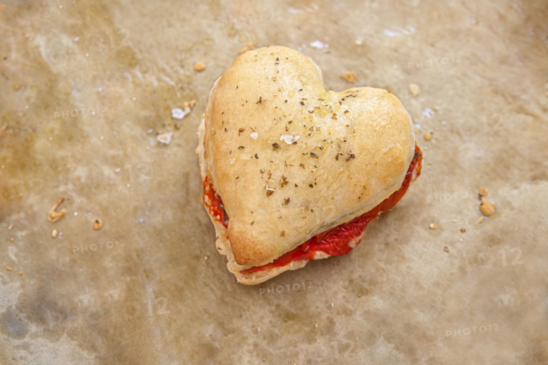 Heart-Shaped Pizza Dough Sandwich with Tomato
