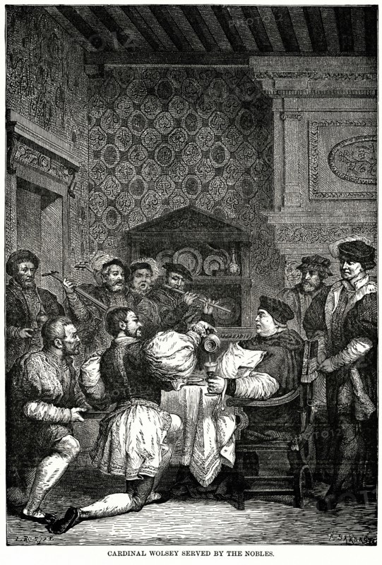 Cardinal Wolsey served by the Nobles