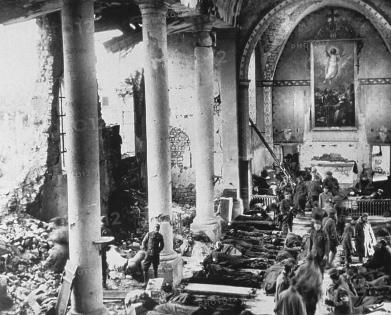 First Aid Station in Bombed-Out Church, France,
