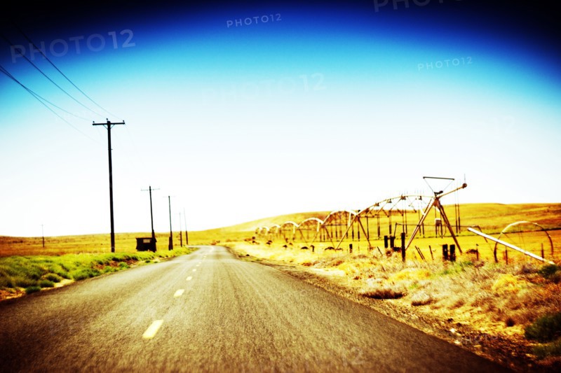 Remote Two-Lane Highway through Agricultural Landscape, Oregon,