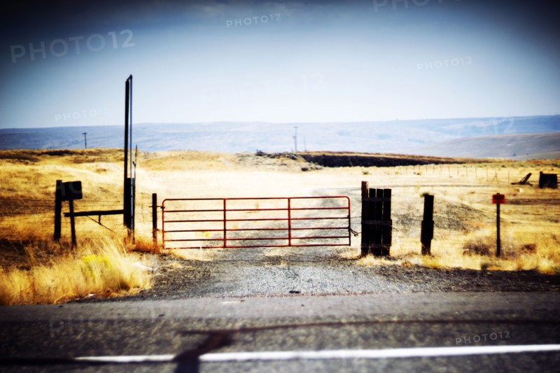 Metal Gate along Rural Highway,,