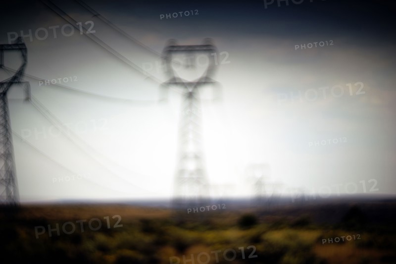 Transmission Towers in Rural Landscape, soft focus ,