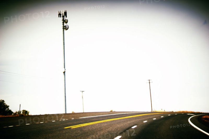 Communication Tower along Remote Highway,,