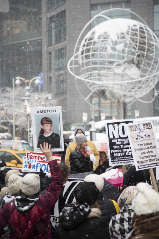 Crowd with Signs at Me Too Protest, Columbus Circle,