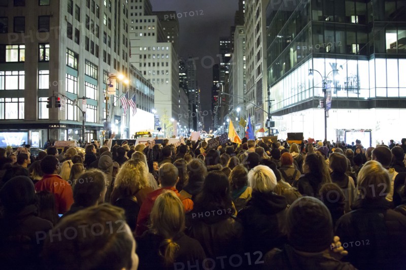 Crowd at Post-Election Night Donald Trump Protest, New York City,2016