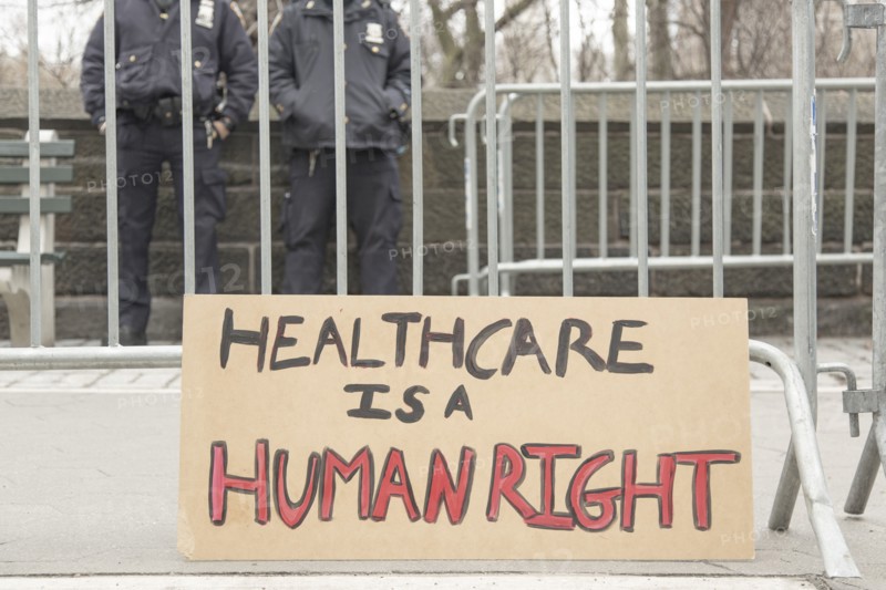 Healthcare is a Human Right Sign during Healthcare Rally, New York City,