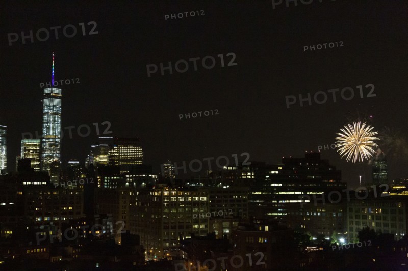 One World Trade Center and Fireworks at Night, Gay Pride Day,
