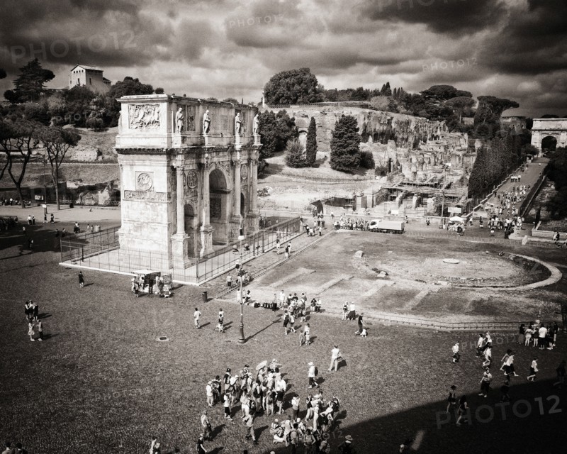 Tourists at Arch of Constantine, Rome,