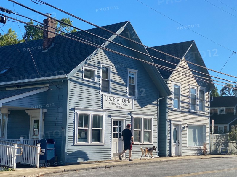 Post Office with Man walking Dog, Kittery Point,
