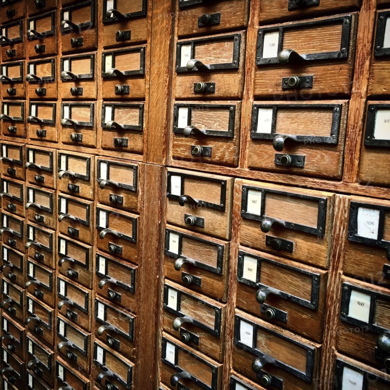Close-Up Detail of Card Catalogs, Sterling Memorial Library,