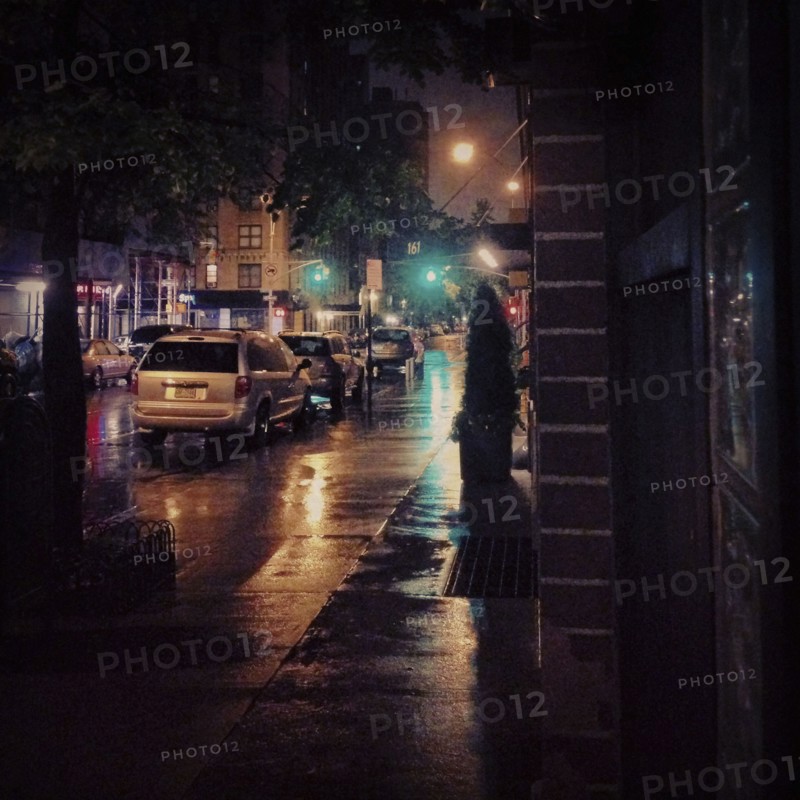 Rainy Street Scene at Night, New York City,