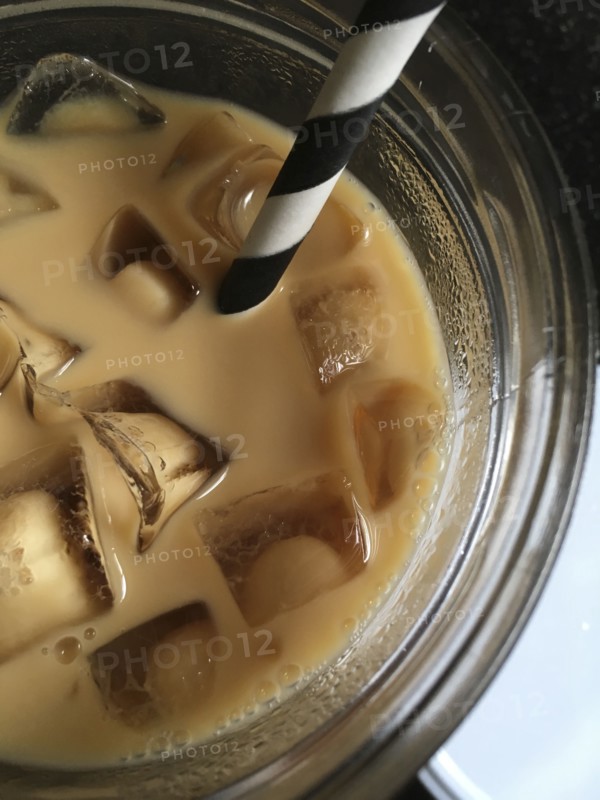 High Angle View of Cup of Iced Coffee,,