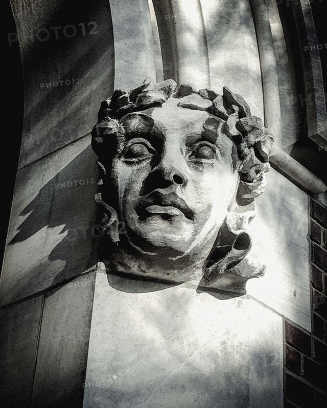 Human Figure Architectural Detail on Building, Close-up,