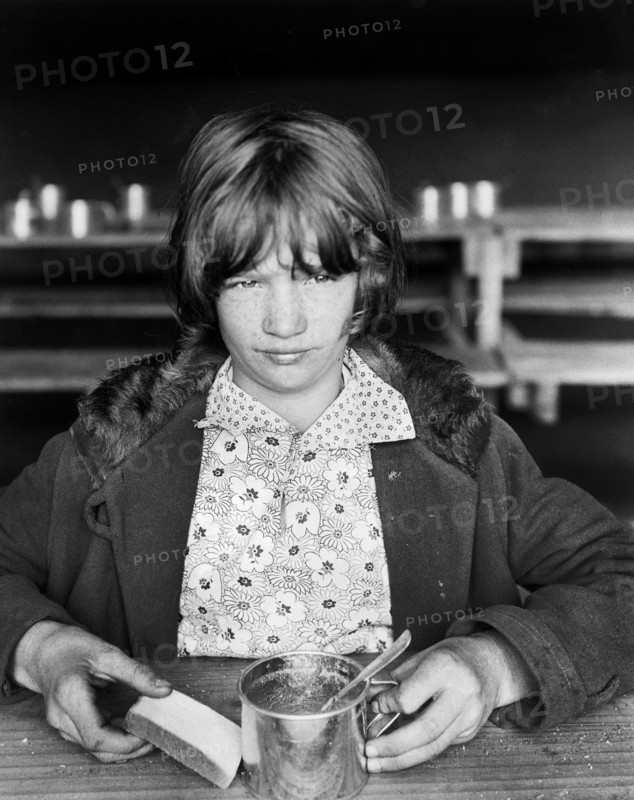 Drought Victim eating Lunch furnished by American Red Cross, Lonoke County