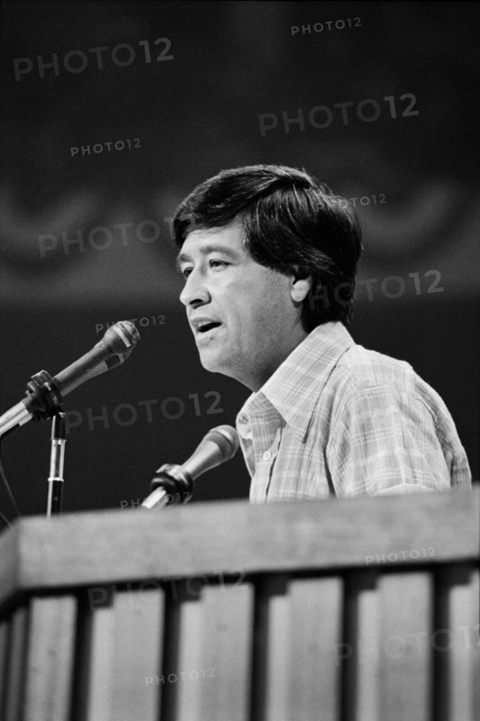 Cesar Chavez at Podium, nominating California Governor Jerry Brown at Democratic National Convention