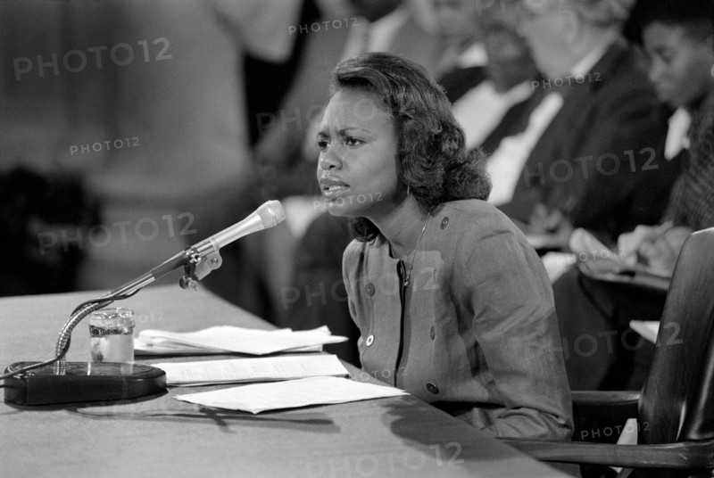 Anita Hill testifying in front of the Senate Judiciary Committee during Clarence Thomas's Supreme Court confirmation hearing