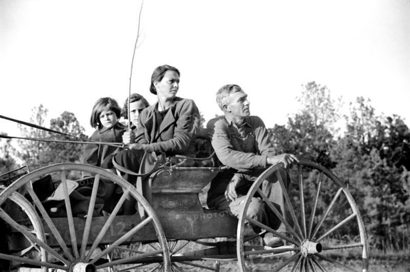 Rural Rehabilitation Family traveling in Horse-drawn Cart