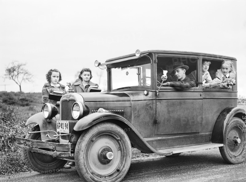 family, car, Pine Camp Expansion, military, historical,