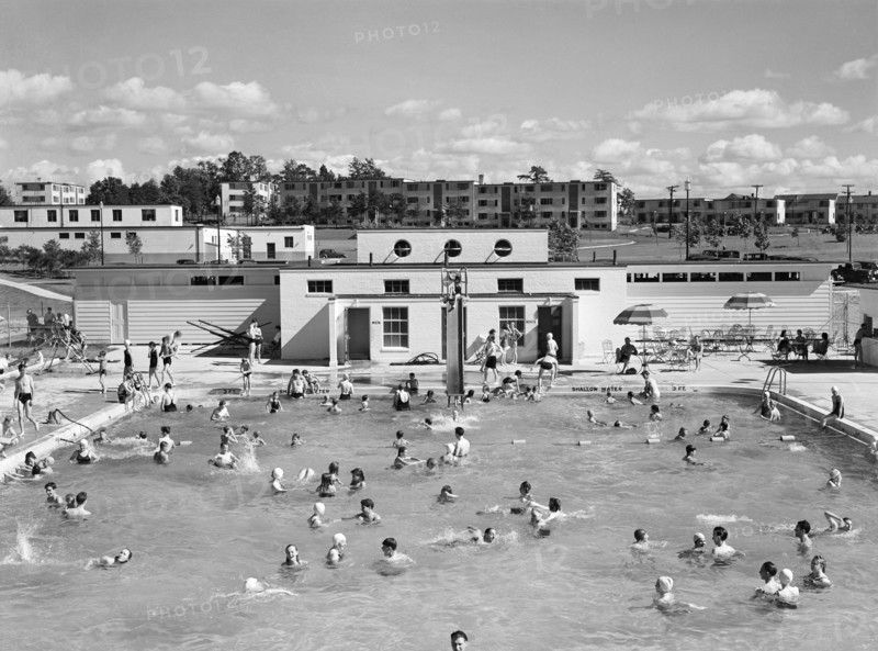 people, swimming pool, summer, recreation, historical,