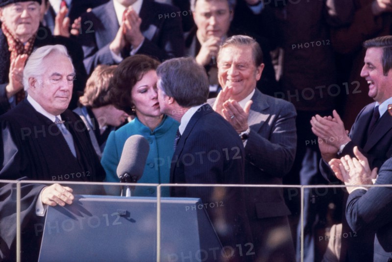 U.S. President Jimmy Carter kissing wife