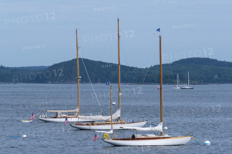 Three Wooden Yachts moored in Harbor