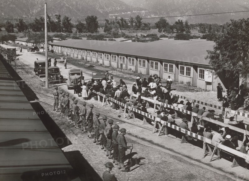 Japanese Americans waiting in lines