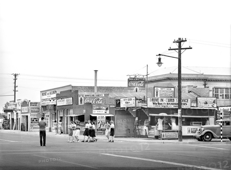 High School Students crossing Street