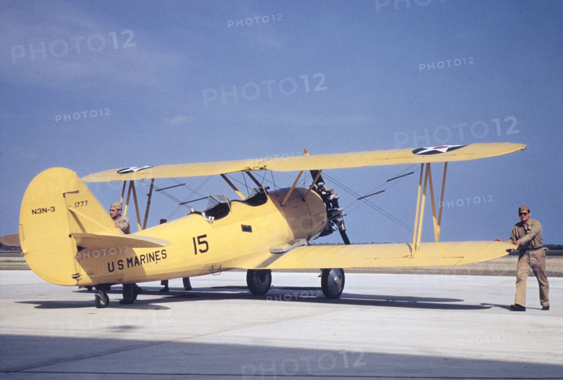 Three-quarter view of Marine Power Plane that tows Training Gliders