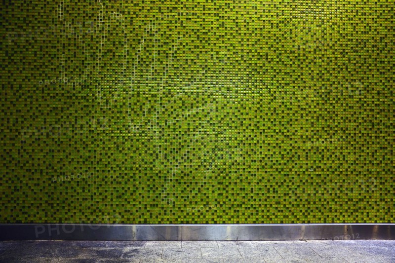 Green Tiled Subway Station Wall