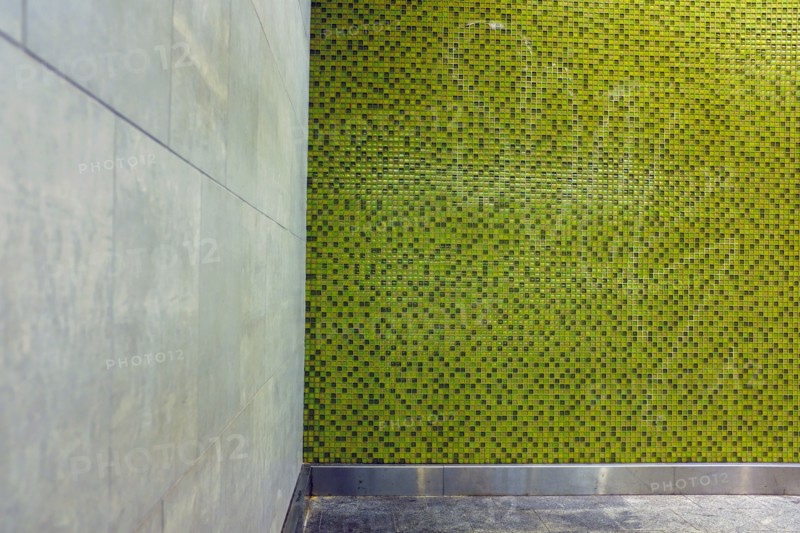 Green Tiled Subway Station Wall