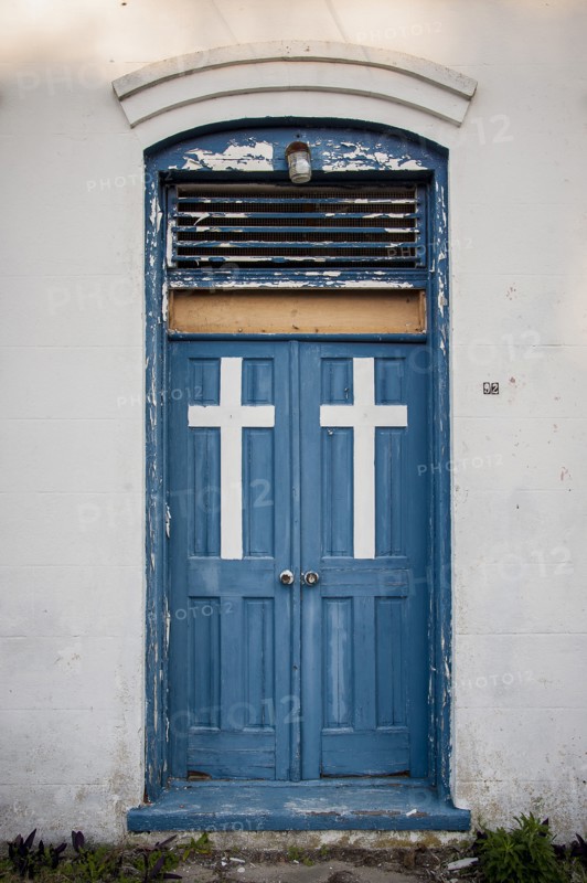 Blue Doors with Cross
