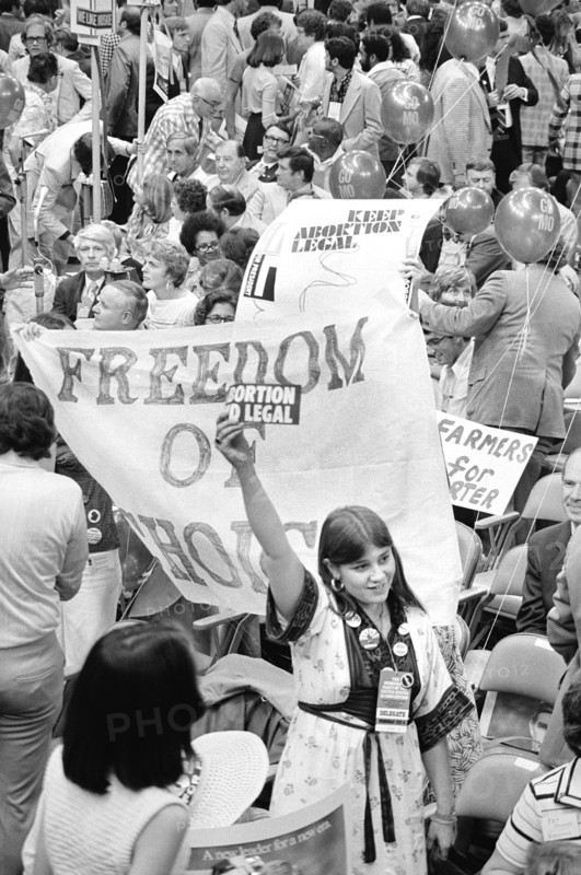 Demonstration protesting anti-abortion candidate Ellen McCormack
