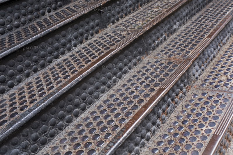 Industrial Steps with Glass Medallions