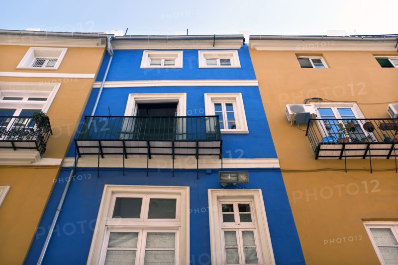 Low Angle View of Colorful Building Exteriors