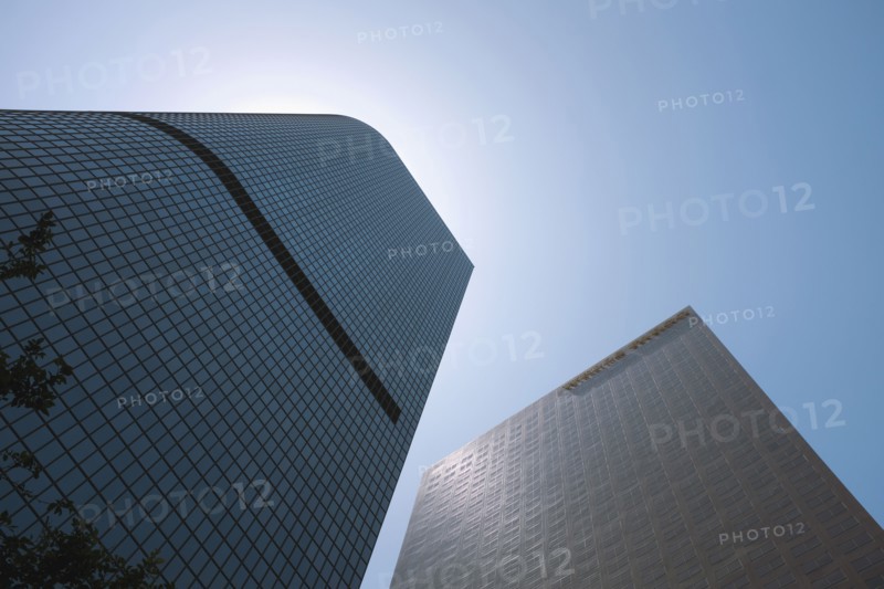 Low Angle View of Two Modern Office Buildings