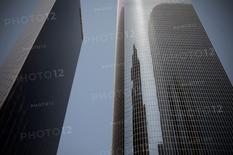 Low Angle View of Two Modern Office Buildings