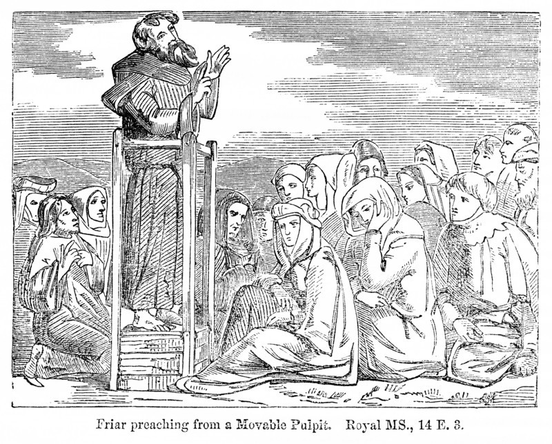 Friar preaching from a movable Pulpit
