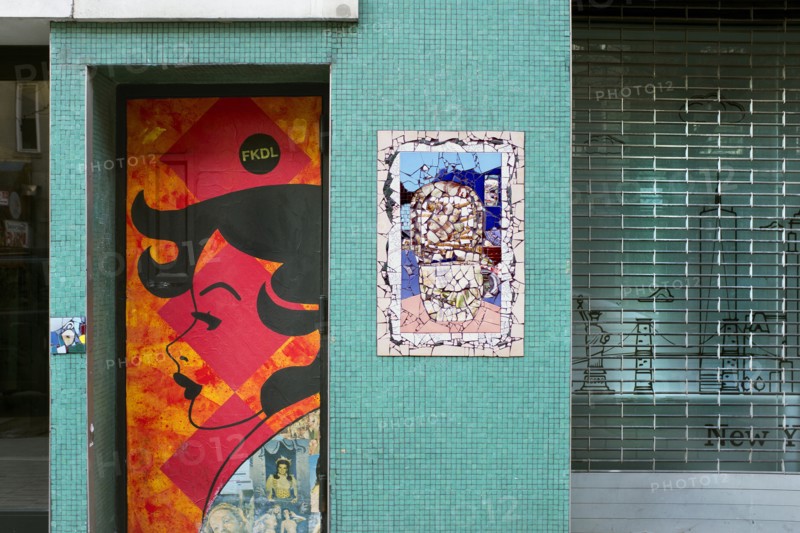Mosaic on Turquoise Tiles