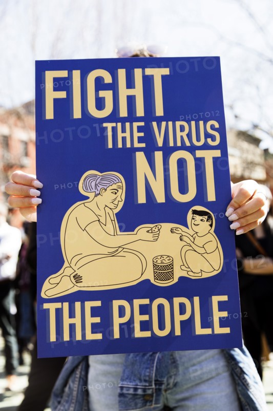 Fight the virus not the people Sign at Anti-Asian Violence Rally