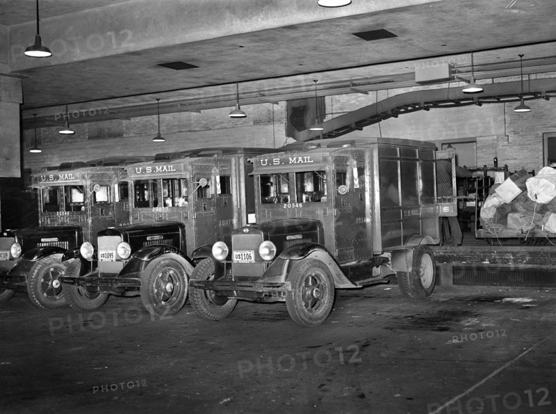 Mail trucks at loading platform