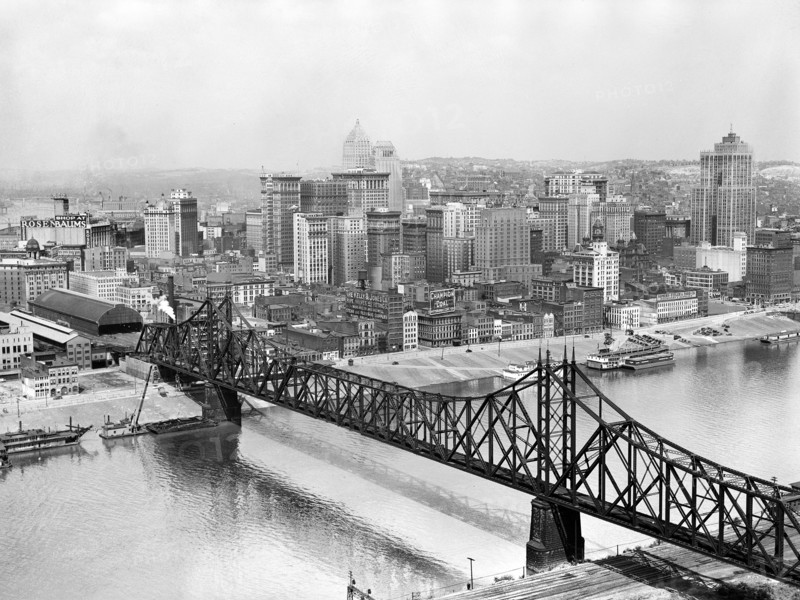 Wabash Bridge over Monongahela River and cityscape