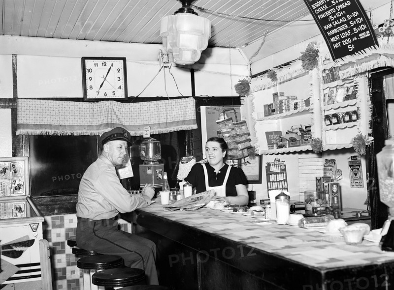 Truck driver in diner